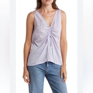 NWT Melrose and Market Cinched Front Top V-neck Purple Calluna Ruched Tank Lilac